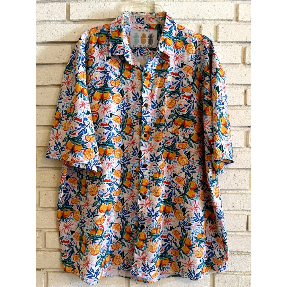 Tropical Bros Shirt Men's XXL Tropical‎ Oranges Hawaiian Shirt
